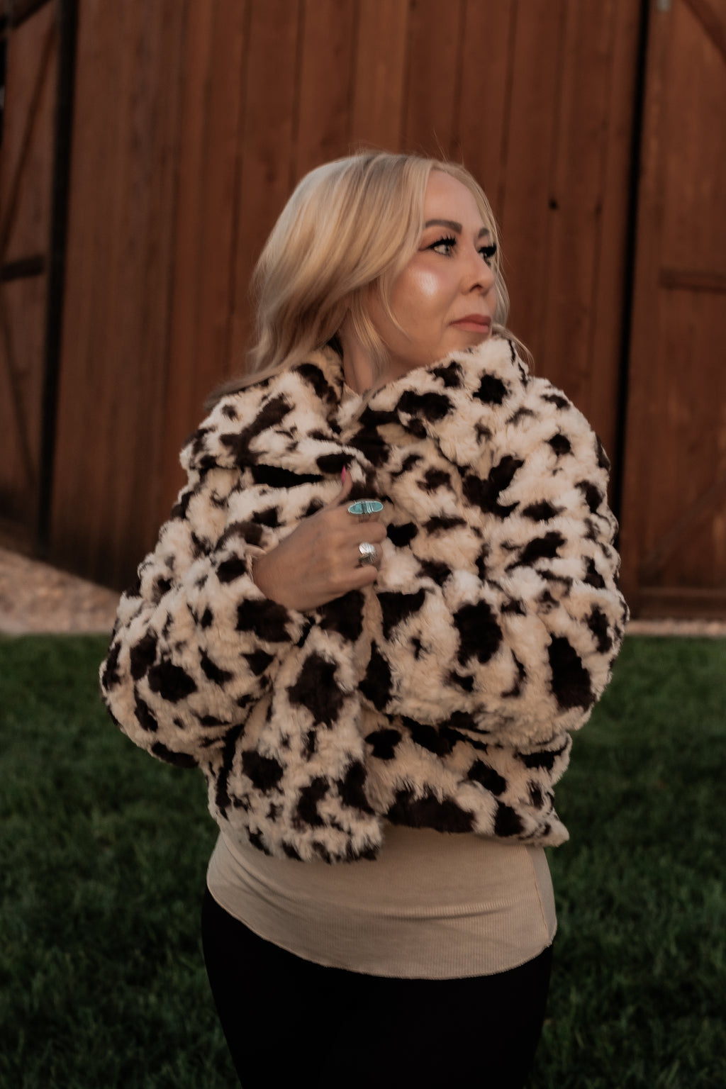 Women’s cow print jacket western style