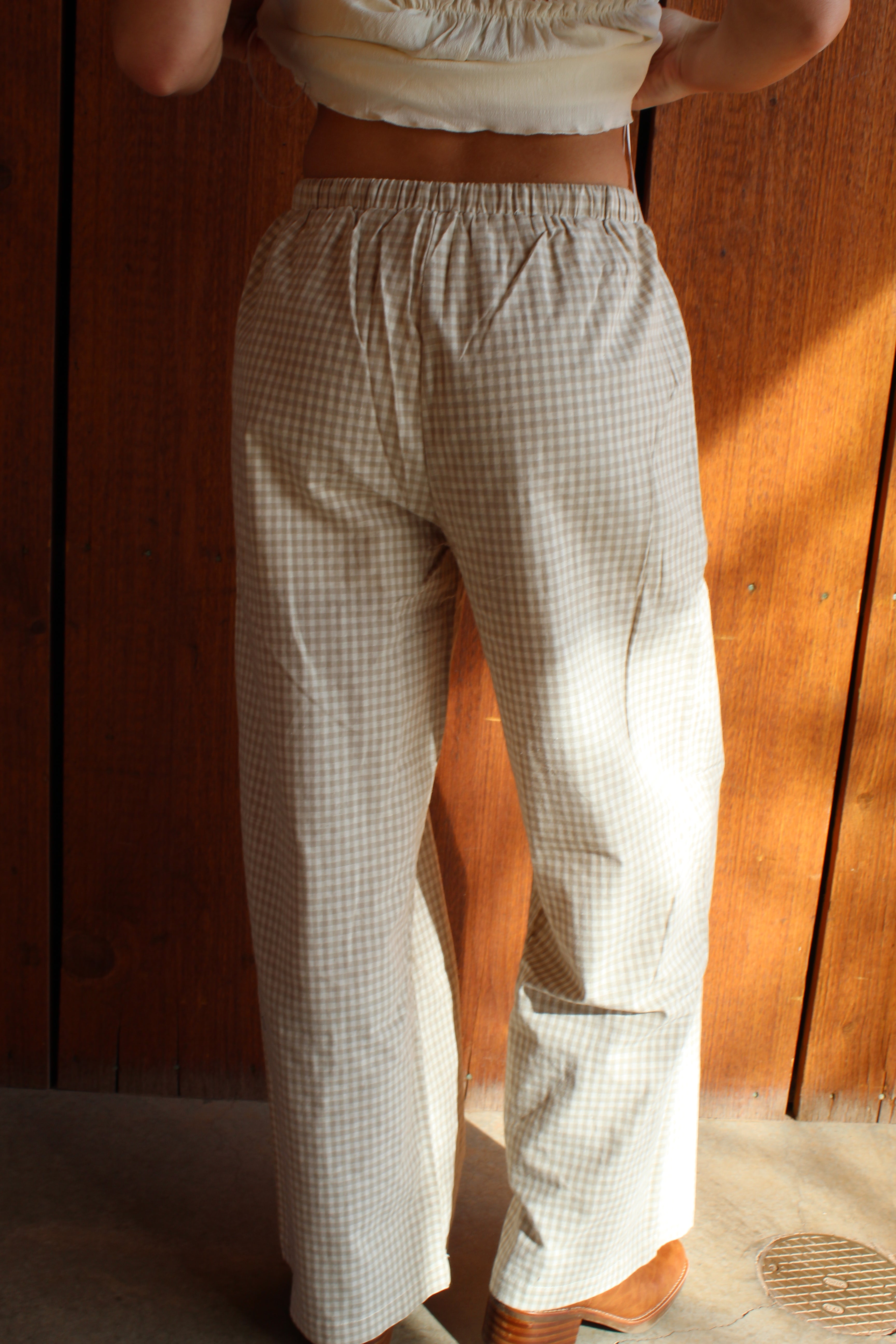 Beige gingham pants for women at VNTGcowgirl western boutique