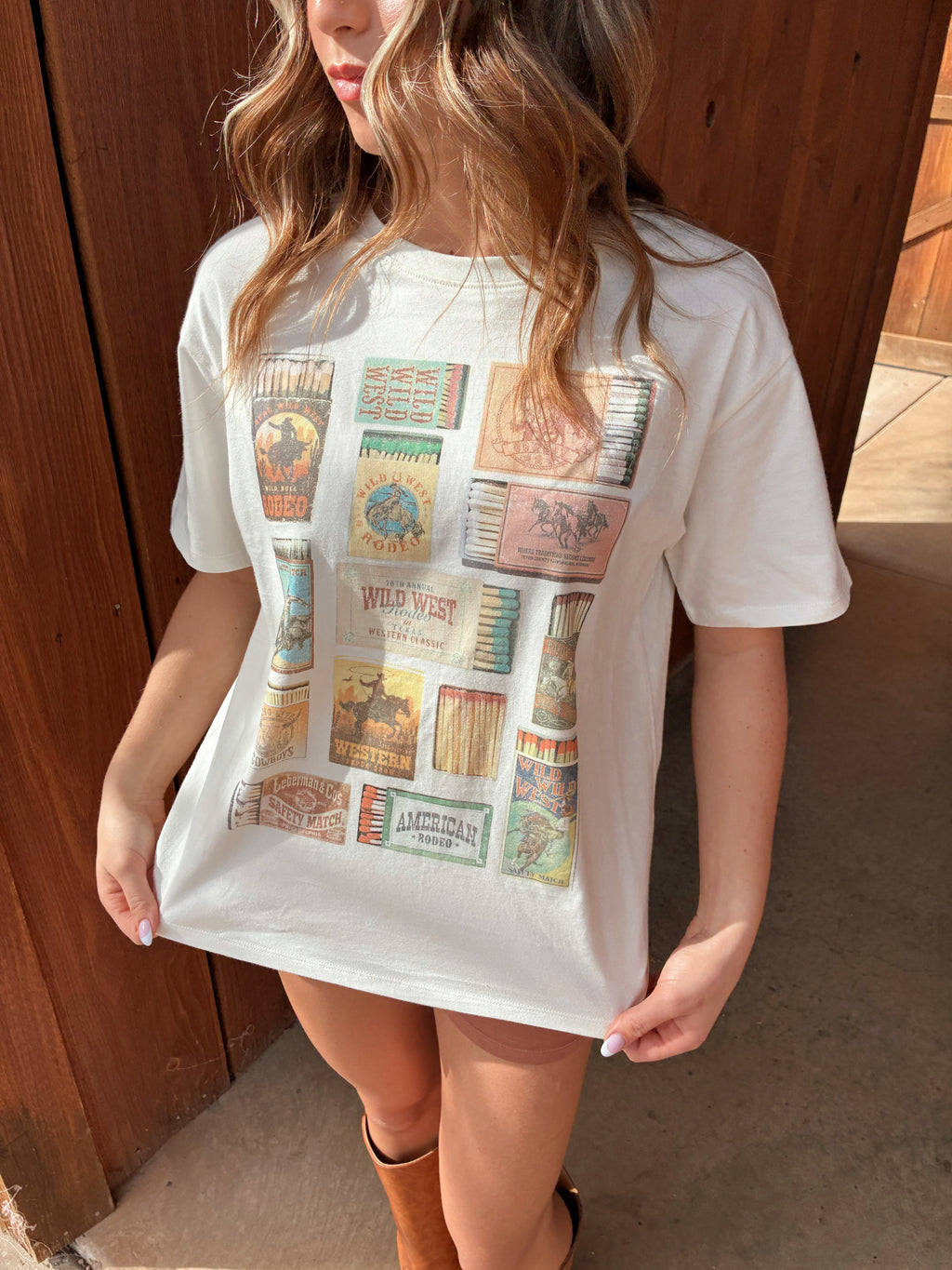 Vintage-inspired western matchbook graphic