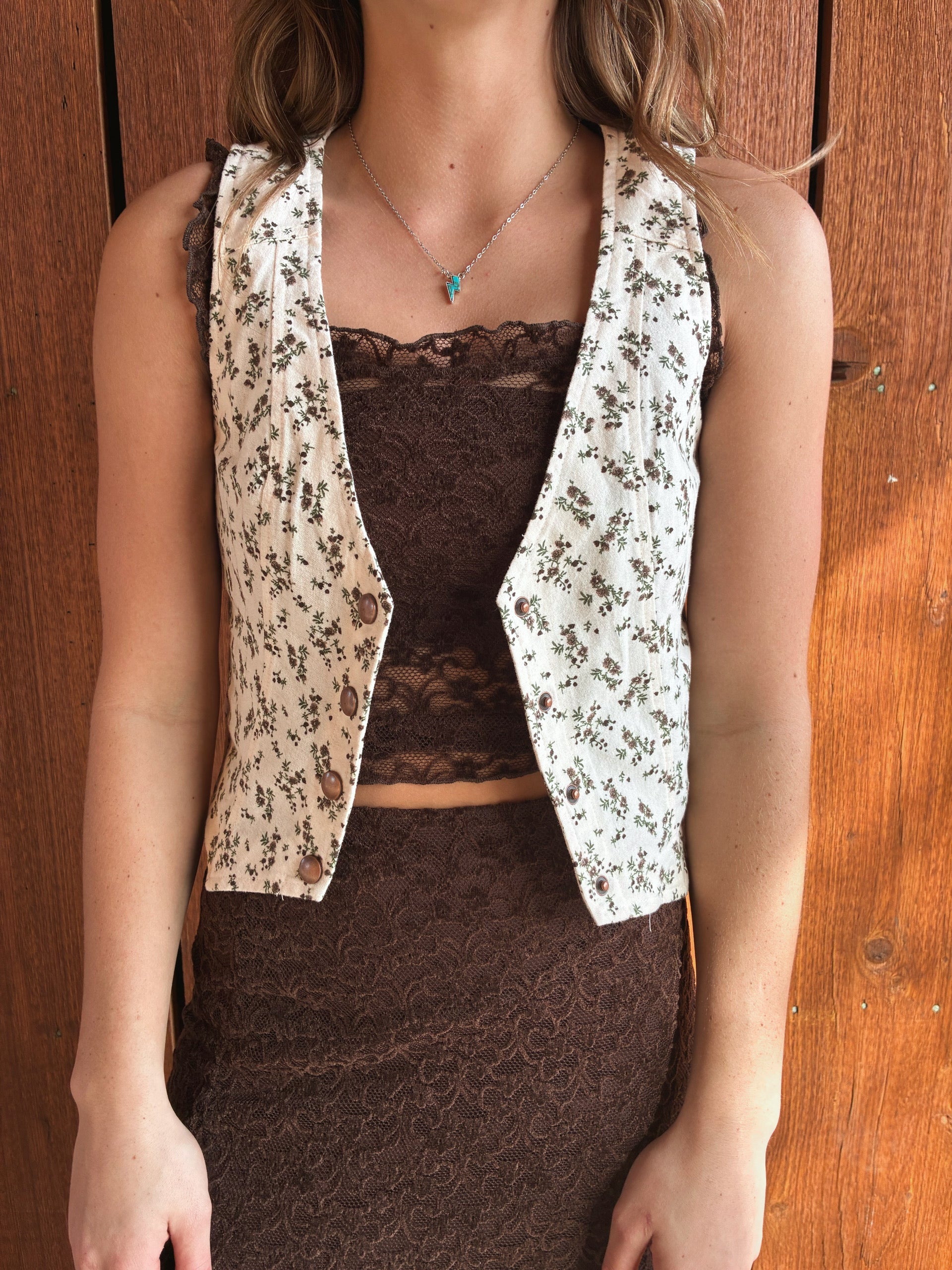 Vintage floral button vest top