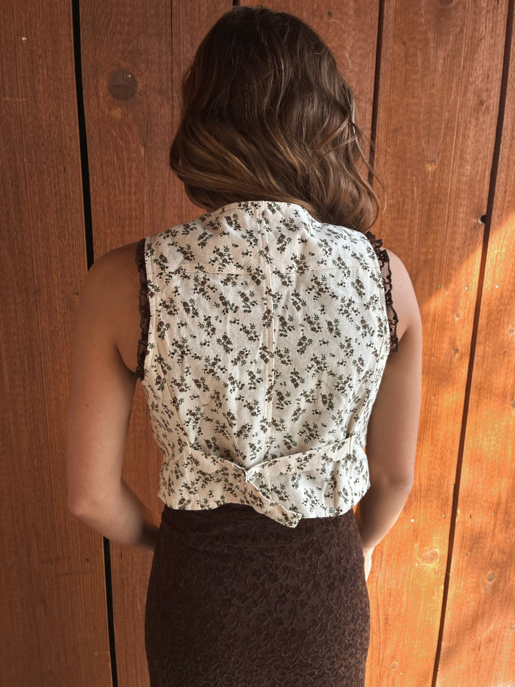 Vintage floral button vest top