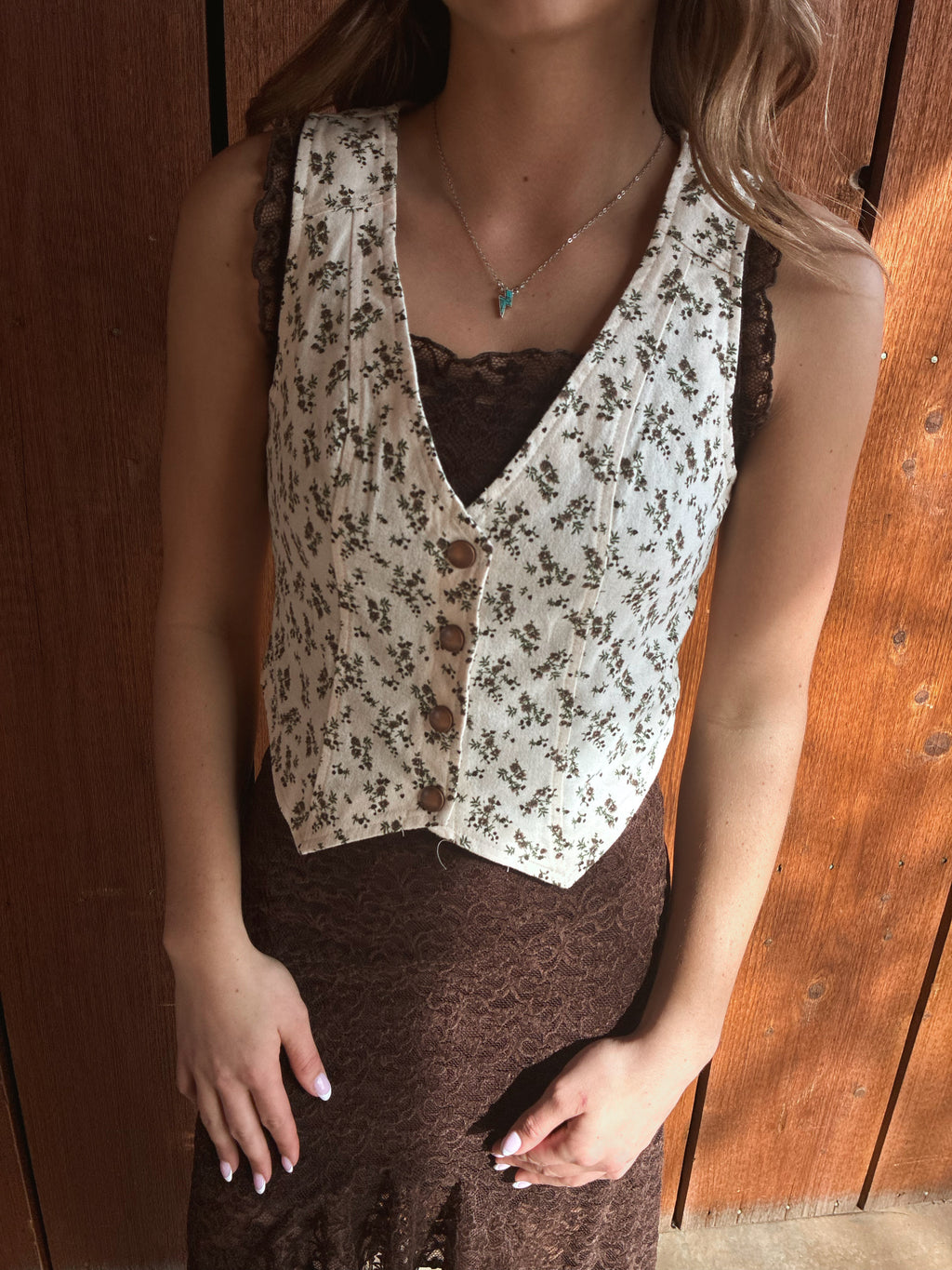 Vintage floral button vest top