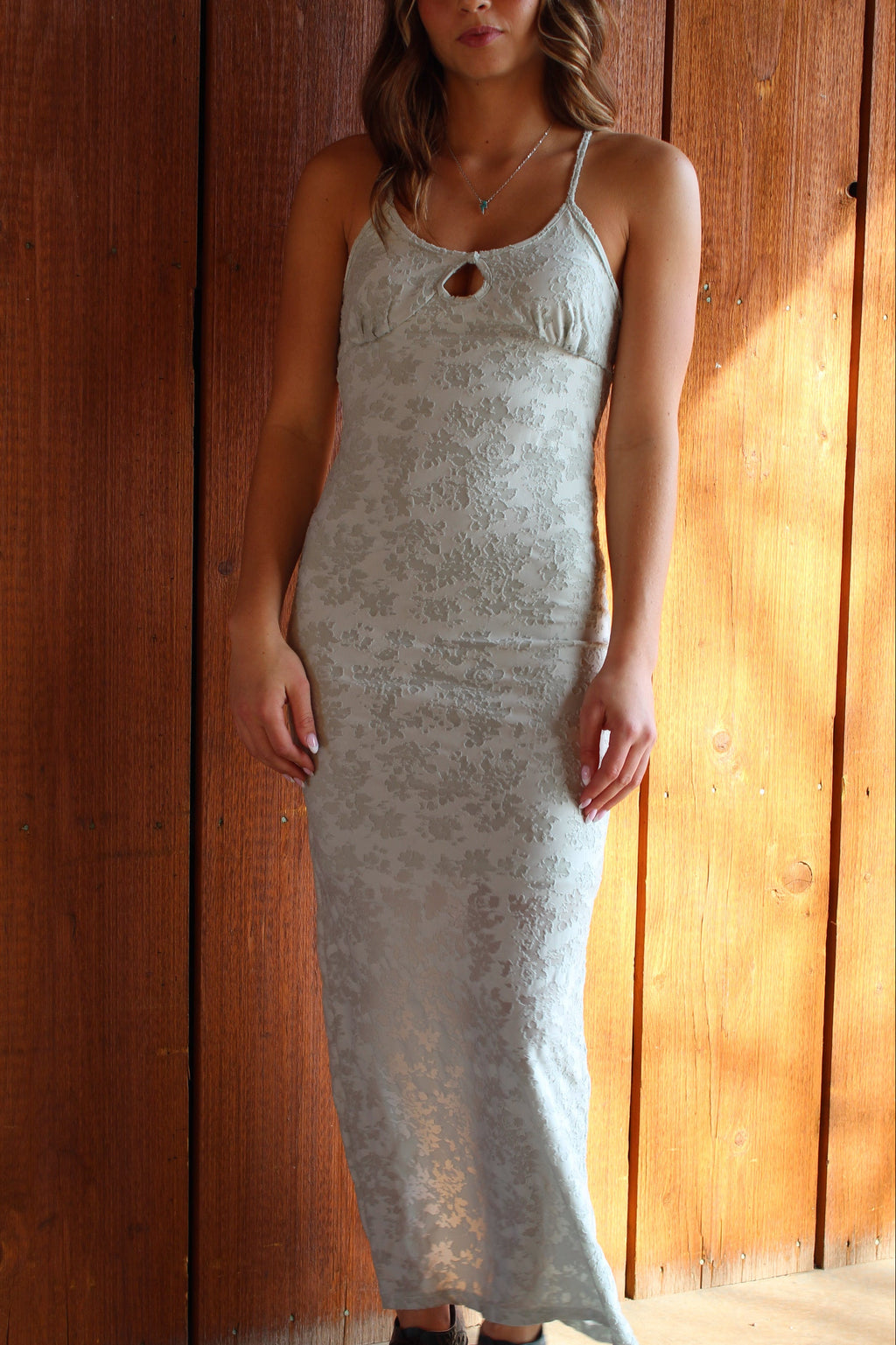 Sage floral lace maxi dress by Nectar Clothing at VNTGcowgirl western boutique
