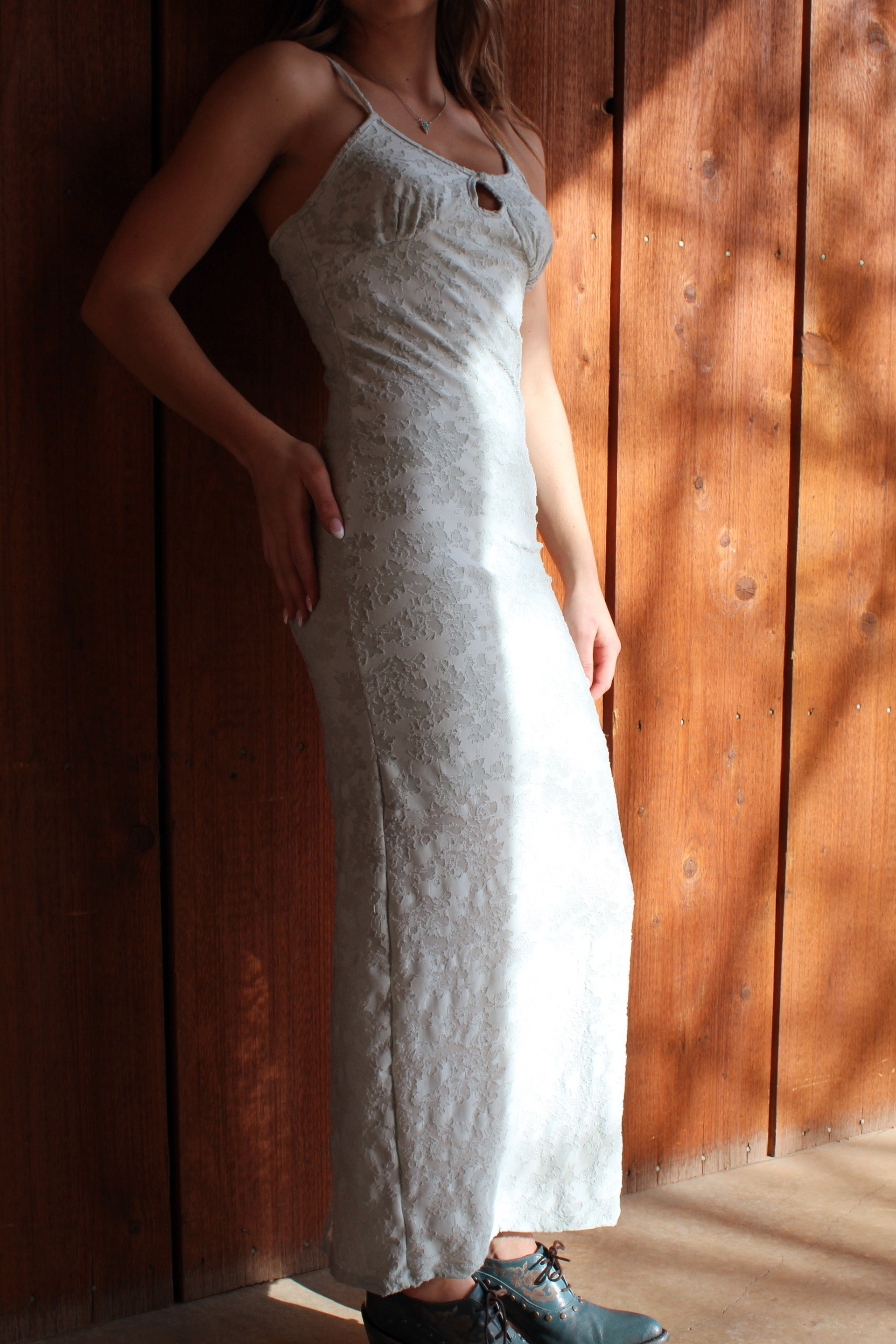 Sage floral lace maxi dress by Nectar Clothing at VNTGcowgirl western boutique
