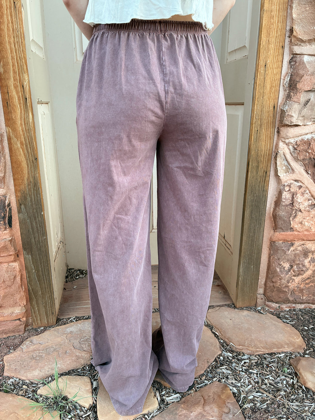 Brown lace tie wide leg lounge pants with elastic waist boho western outfit