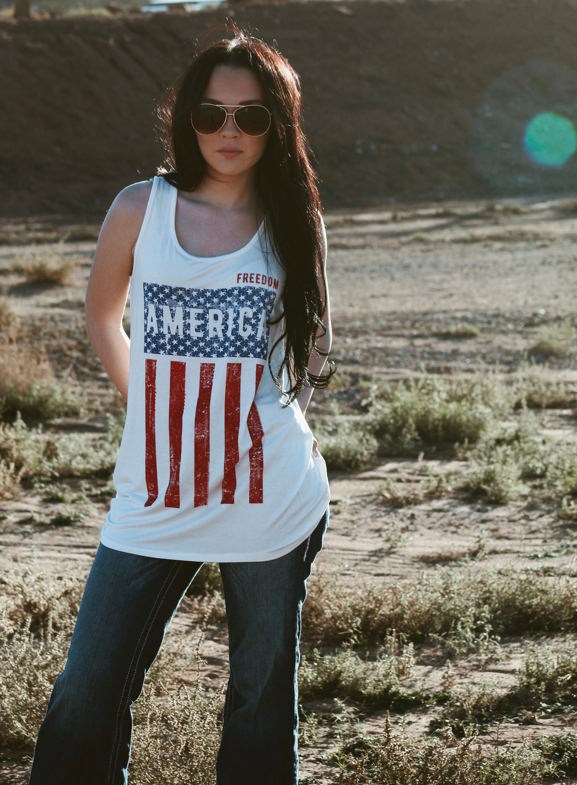 Freedom America Rhinestone Detail Tank