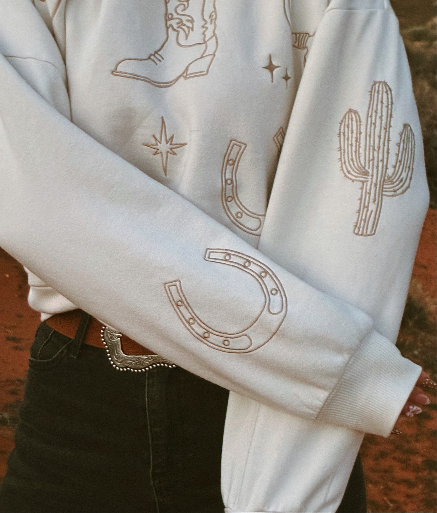 Emborder Cowboy Cropped Crewneck