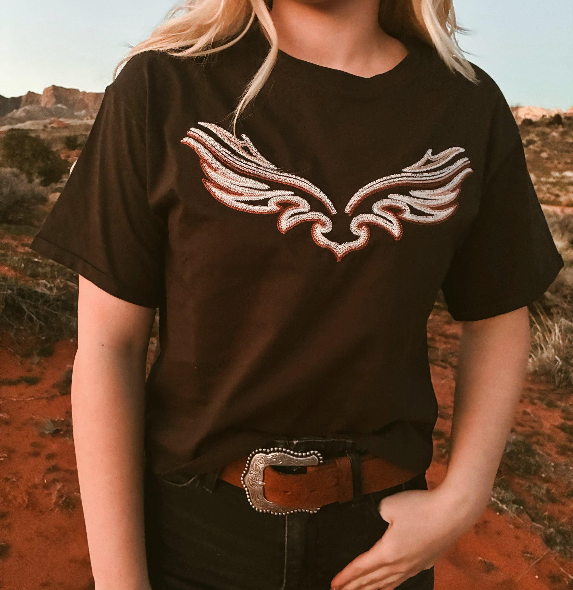 Western Rodeo Emborder Tee | Organic Generations Cowgirl Tee